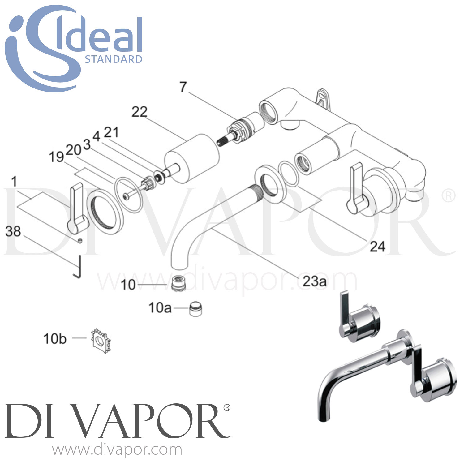 Ideal Standard Silver E0063AA Basin Taps Spare Parts IDL DV 380